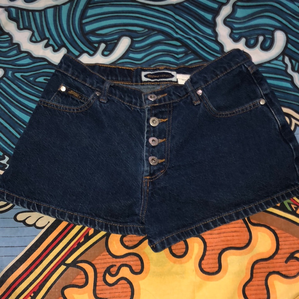 high waisted dark wash denim shorts